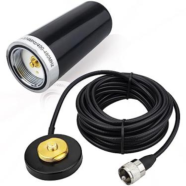 Imagem de Lonlonty Antena NMO de banda dupla VHF UHF PL259 de 3,5 polegadas com base magnética RG58/U cabo coaxial 136-174MHz 400-480MHz PL259 conector macho para rádio amador rádio amador transceptor móvel