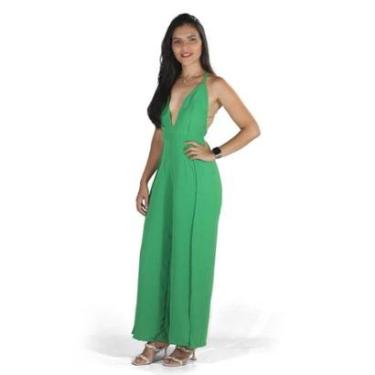 Imagem de Macacão Longo Pantalona Fenda Decote Costas Cruzada Social-Feminino