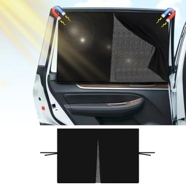 Imagem de Zmoso Persianas magnéticas de janela de carro, persianas de carro para janelas laterais com malha e revestimento protetor solar de cola preta design de camada dupla, acessórios de proteção solar adequados para a maioria dos carros