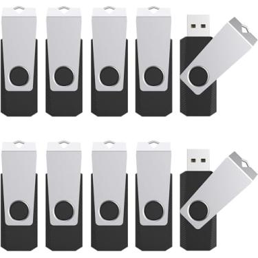 Imagem de TOPESEL Pacote com 10 pendrives USB 2.0 de 8 GB de 2 GB, pen drives, pen drive de memória giratória, volume, unidade de polegar USB, preto, (1) 2GB*10P, 2GB*10P