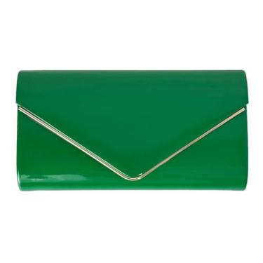 Imagem de Aebecede Bolsa clutch envelope de couro envernizado, bolsa de ombro brilhante, corrente de doces, bolsa de noite elegante, Verde