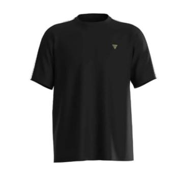 Imagem de GUESS Camiseta masculina Jessen gola redonda, Preto Jet, M