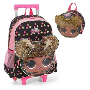 Imagem de Kit Mochila Rodinhas e Lancheira Luxcel Lol Prata-Feminino
