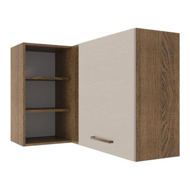 Imagem de Armário Aéreo De Canto 1 Porta Para Linha De 60 Cm De Profundidade Rustic/crema Agata Madesa