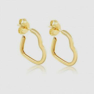 Imagem de Brinco Argola Larga Coração Básica Banhado Ouro 18k 1,5cm