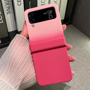Imagem de Para galaxy z flip6 zflip 6 5 fosco gradiente fino caso para samsung z flip 4 3 flip3 zflip5 dupla cor dobradiça capa dura, rosa rosa, para zflip6