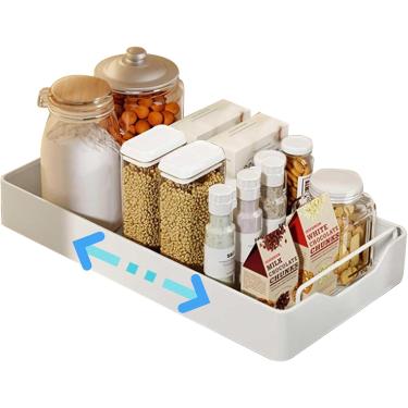 Imagem de Gaveta telescópica para cozinha, gaveta deslizante com alça, gavetas, organizador de armário de cozinha, branco, 20cm
