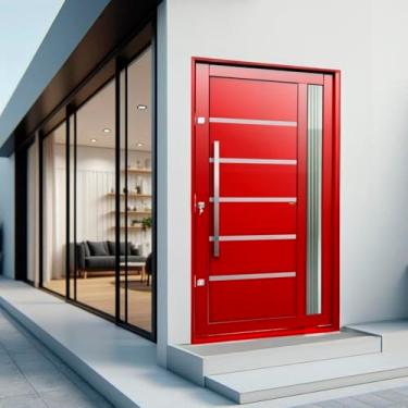 Imagem de Porta Pivotante Lambril Miraggio com Puxador Lado Direito Elite 216x120 Vermelho