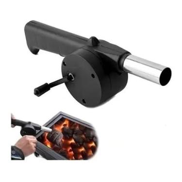 Imagem de Assoprador Acendedor De Churrasqueira Com Manivela Ventilador Carvão Lareira Manual Utensilio Para Churrasco