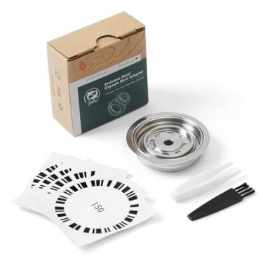 Imagem de FOVNOT Adaptador de cápsula de café reutilizável, adaptador de cápsulas de café de aço inoxidável de 150 ml, conversor de cápsulas de café com 4 adesivos compatíveis com Ve-tuo Next/Ve-tuo POP