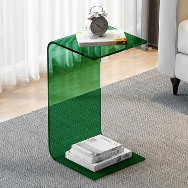 Imagem de Mesa lateral de acrílico em forma de C, mesa de centro de acrílico transparente para sala de estar, mesa de café transparente, mesa de lanche, mesa central moderna