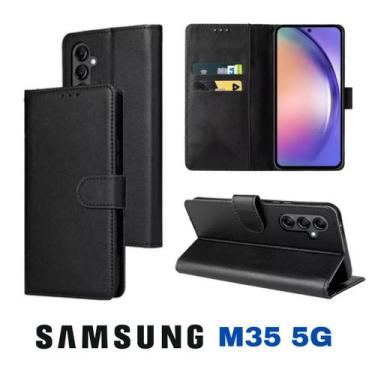 Imagem de Capa Capinha Carteira + Película de Vidro 3D Samsung M35 5G - DB, Pret