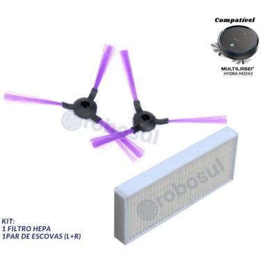 Imagem de Escovas e Filtro Para Robô Aspirador Multilaser Hydra HO243 - Robosul
