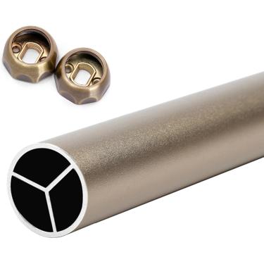 Imagem de Barra redonda do armário do guarda-roupa, design fosco, poste removível do armário do vestiário, rack de guarda-roupa de tubo para pendurar roupas resistentes com suporte de suporte, champan