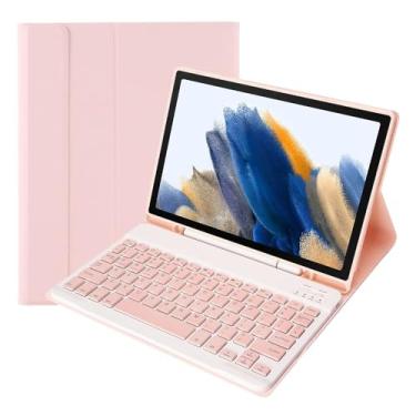 Imagem de Capa protetora portátil destacável para tablet com slot para caneta de teclado BT para Samsung Tab S6 Lite 2022/P613/P619 rosa
