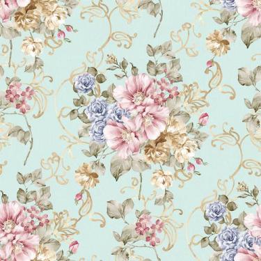 Imagem de Papel de parede Para Quartos E Sala Autocolante Flores Rosas E roxa Co