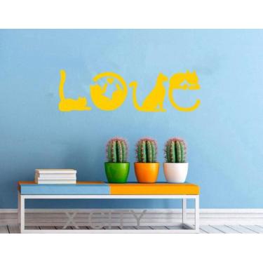 Imagem de Adesivo Gato Love  TAMANHO 70cm x 20,5cm - Decoração Quartos, Salas, P