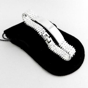 Imagem de Pulseira Masculina 20cm 13mm Banhada Prata PL273 - WNBIJOUTERIAS