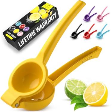 Imagem de Espremedor de limão de metal de qualidade premium da Zulay, espremedor de cítrico, prensa manual para extrair o mais possível de suco, Louças, Lemon Yellow, Medium - Lemon, 1
