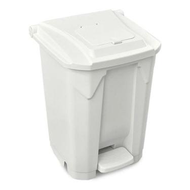 Imagem de Lixeira 60 Litros Branca Com Roda e Pedal Com Tampa Click - Arqplast