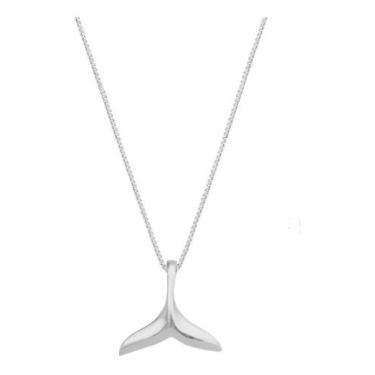 Imagem de Colar 45Cm Feminino Rabo De Baleia, Calda Sereia Prata 925 - Mga-Br