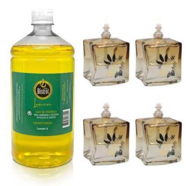Imagem de Kit 4 Lamparina 4 Estações + 1 Litro  Fluido Citronela - Velas Bistrot