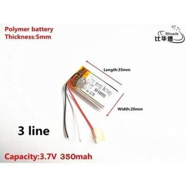 Imagem de 1 Peça 502035 3 Fios 3,7v 350mah 5mm X 20mm X 35mm - KMIG