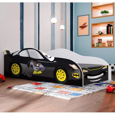 Imagem de Conjunto Cama Carro Infantil Morcego Personagens Mdf Com Colchão - Preto
