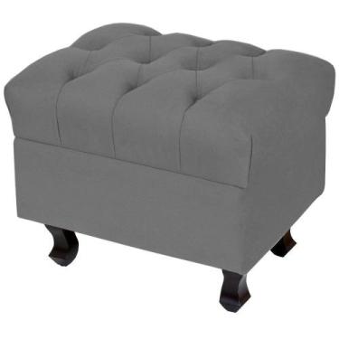 Imagem de Puff París Luis Xv Capitone Suede Cinza Pés Madeira - Lyam Decor