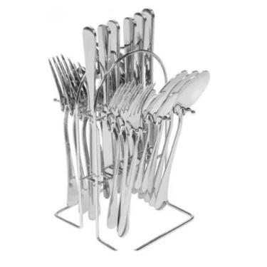 Imagem de Faqueiro Com Suporte Kit 24 Peças Serve 6 Pessoas Aço Inox - Clink