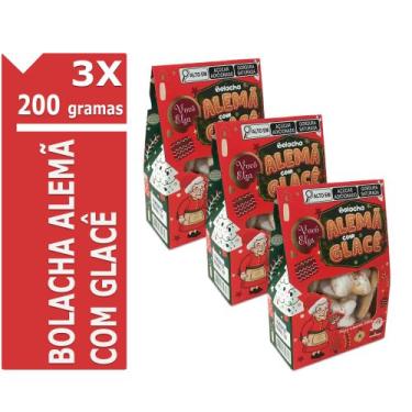 Imagem de 3x Bolacha Alemã Biscoito Decorado Natal Caixa Presente Natalina - Elz