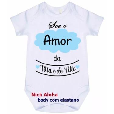 Imagem de body bebê pacotinho de amor da titia e do titio cód 9621 - nick aloha,