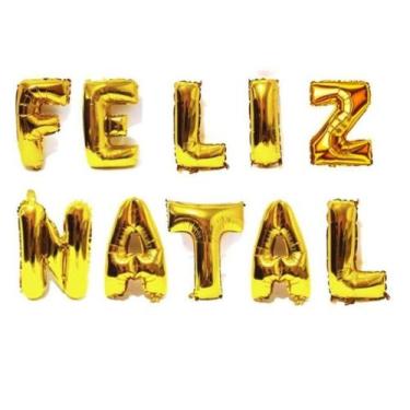 Imagem de Kit Balão Feliz Natal Decoração Natal Dourado Prata ou Rose - Festas e