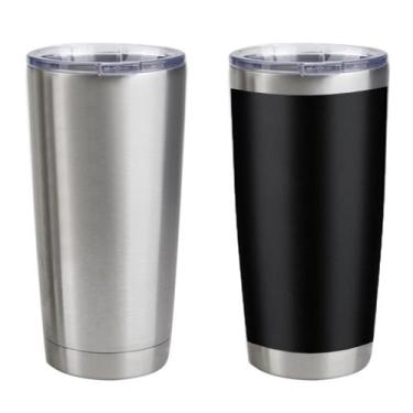 Imagem de Copo térmico c/ tampa 600ml cerveja chopp café caneca inox - mmcomerci