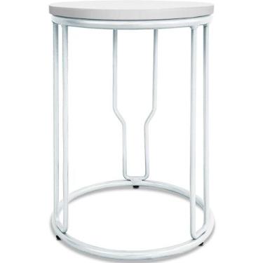 Imagem de Banco Banquinho Baixo Redondo Uganda Cozinha Área De Lazer Branco - Ge