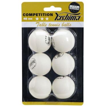 Imagem de Bola de Tênis de Mesa Branca Yashima 3 Estrelas PVC Com 06 Unidades, Ú