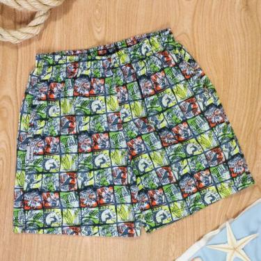 Imagem de Shorts Juvenil Proteção UV Ondas de Surf com Bolso Colorido - TubeKids