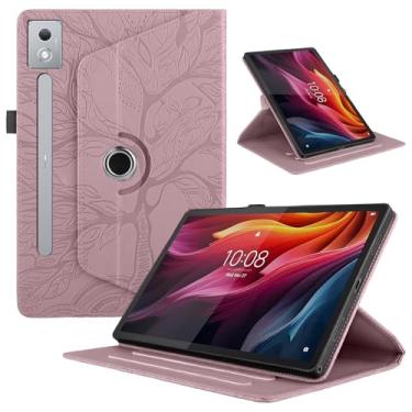 Imagem de TIPOYOROOS Capa giratória para Lenovo Tab P12 Pro 32.3 cm 2025 couro PU capa dobrável com suporte - ouro rosa