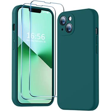 Imagem de BossKiss Capa magnética de silicone compatível com iPhone 13, para carregamento rápido MagSafe, [toque aveludado] [2 × protetor de tela de vidro temperado 9H], capa com kit de proteção total para câmera, azul-petróleo