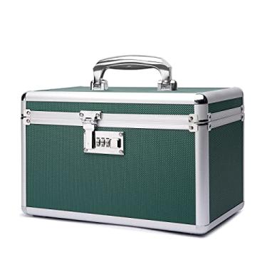 Imagem de HEWEI WORKS Caixa de medicamentos trancável com estojo de armazenamento portátil, 30 cm x 19 cm x 19 cm, organizador de cadeado de medicamentos à prova de crianças, cofre para documentos e objetos de