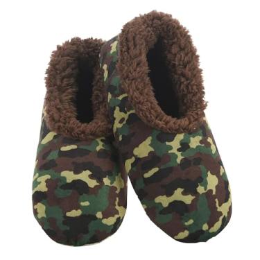 Imagem de Snoozies Meias femininas forradas com sherpa – Pantufas fofas e fofas com sola antiderrapante – Pantufas femininas quentes, Verde 1, X-Large