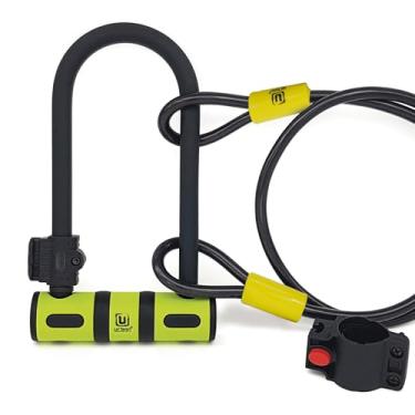 Imagem de urban UR80150B Cabo U-Lock 80 x 190 bicicleta 120 cm, preto e amarelo