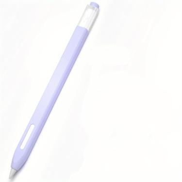 Imagem de Capa Stylus colorida para Apple Pencil 2 2ª geração 2018 Pencil Pro 2024, capa de proteção antiderrapante, capa de silicone macio para iPad Pen (roxa)