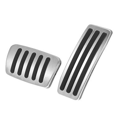 Imagem de X AUTOHAUX 1 conjunto antiderrapante sem perfuração liga de alumínio freio e acelerador a gás pedais capas pedais para Cadillac SRX 2010-2016 tom prateado