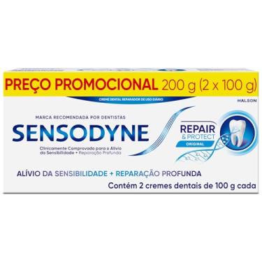 Imagem de Sensodyne Creme Dental Repair e Protect com Flúor, Reparação Profunda, Alívio da Sensibilidade, 2 unidades, 100g cada