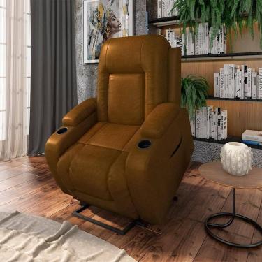 Imagem de Poltrona Do Papai Reclinável Sala De Cinema Crihs Elétrica Lift Elevação Pu Whisky G23 - Gran Belo