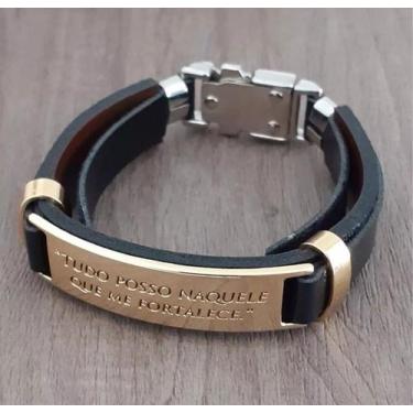 Imagem de Pulseira Bracelete Ajustável Regulavel Masculino Feminino Placa Inox T