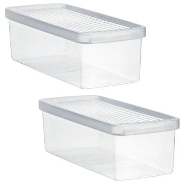 Imagem de 2 Caixas Plástica Pequena Guardar Saladas Legumes Geladeira - Ordene