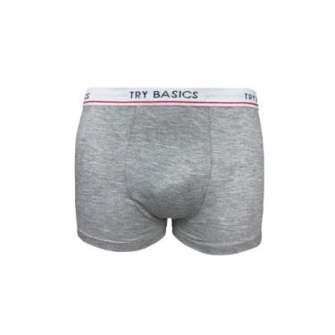 Imagem de Cueca Boxer Infantil Box Algodão Cotton Conforto - Try Basics, Cinza, 