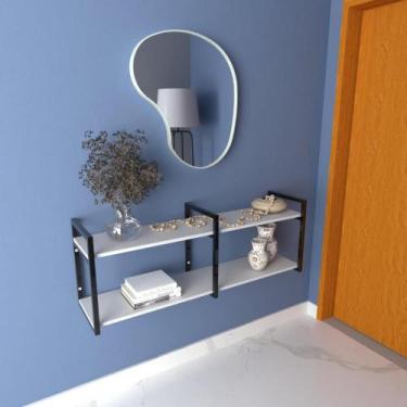 Imagem de Aparador Prateleira industrial sala estar branco escritorio moderno su